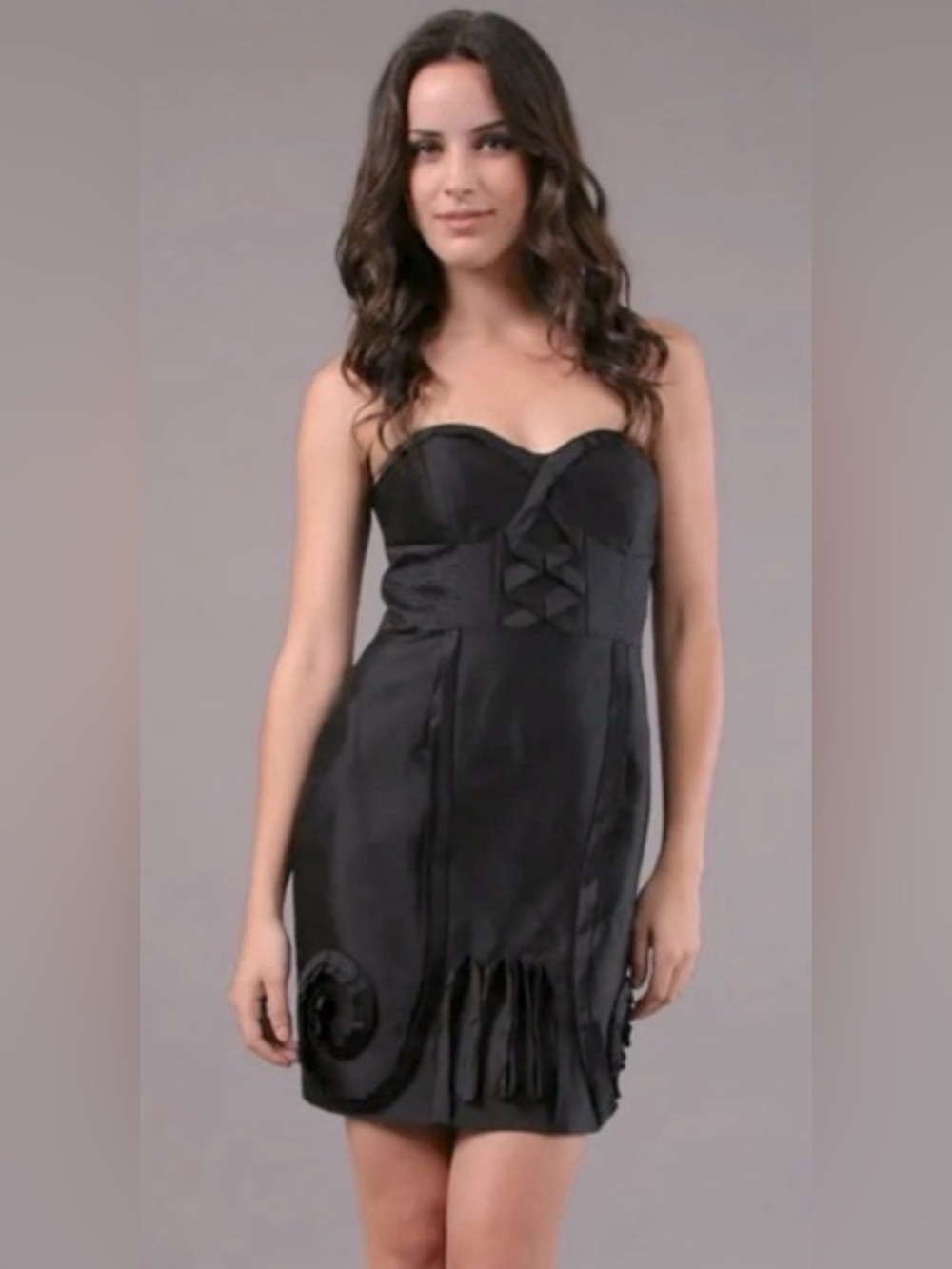 leifsdottir Black Strapless Dress with Sculpted Detailing,sz 4